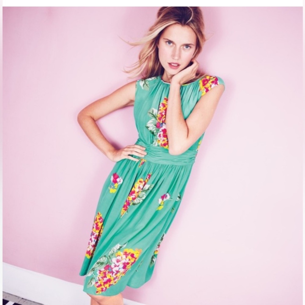 Boden Green Floral Dress